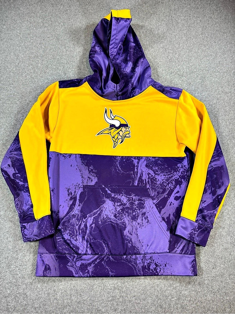 NFL Team Apparel Minnesota Vikings Youth Purple/Gold Marble Pullover Hoodie
